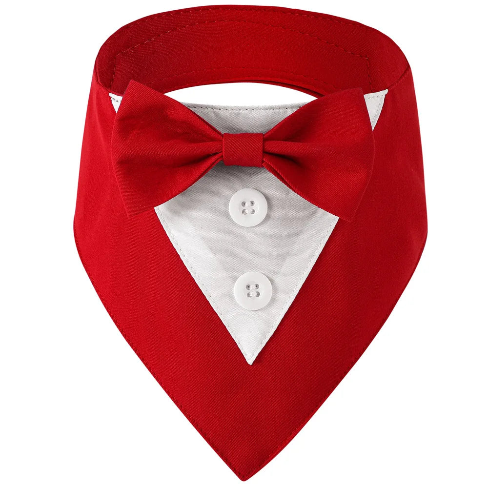 Sucado Handsome Wedding Pet Dog Bandana, Elegant Tuxedo Suit Scarf with Bowtie,  Luxury Formal Engagement Birthday Party Gifts