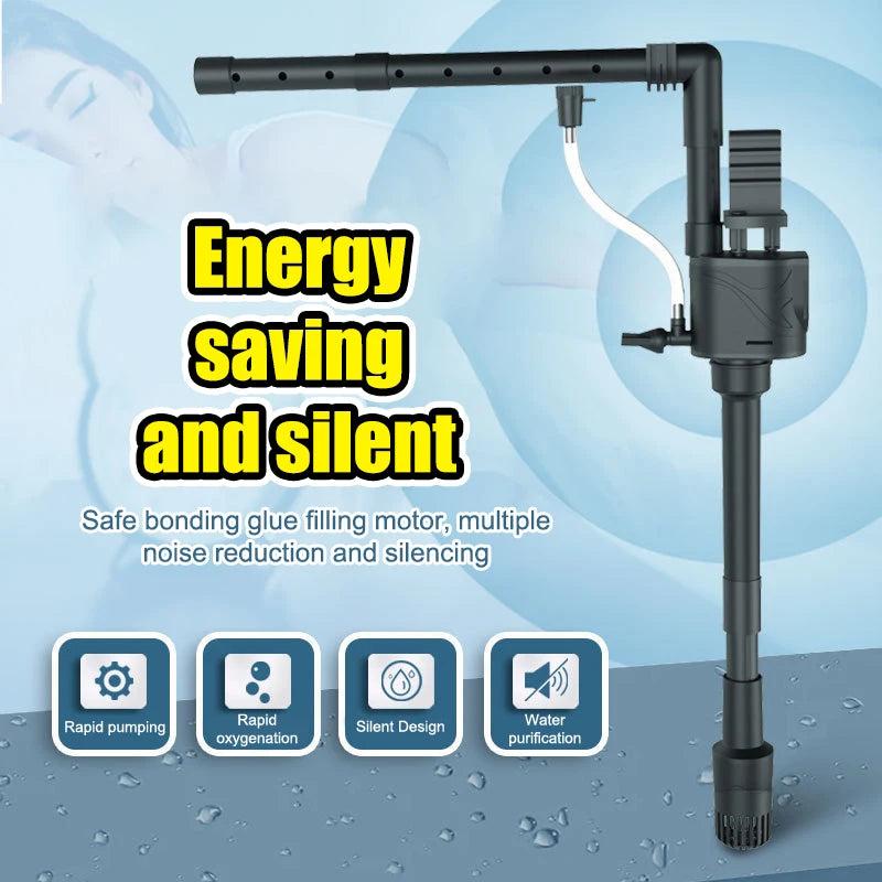 [Ali-YY30] 1 Set Fish Tank Oxygen Pump Quiet Filter 3-In-1 Fish Farming Oxygen Pump Small Upper Filtration Circulation Device