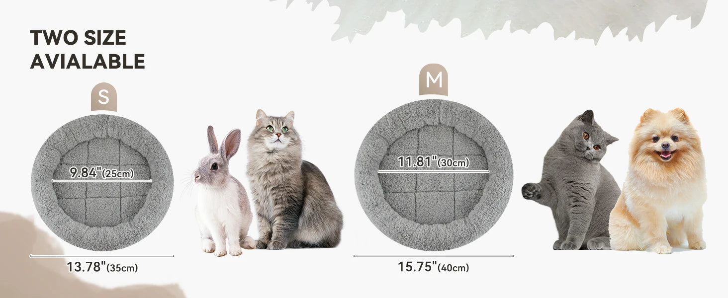 ATUBAN Cat Bed for Indoor Cats, Round Cat Bed for Curl Sleep Basic Pet Mat Wahable Bed for Small Puppy Cats Rabbit, Medium - Play Paws Toys