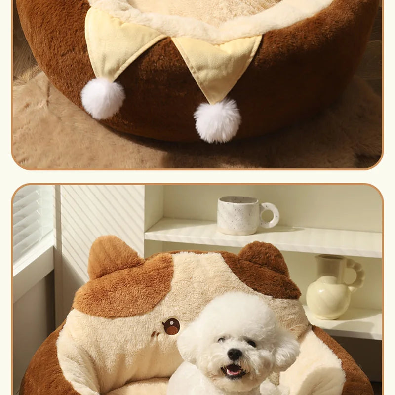 HOOPET Cats Sofa Dogs Bed Round Cat Pad Mattress Winter Warm Deep Sleep Cushion Soft Cat House Dog Nest Pet Accessories - Play Paws Toys