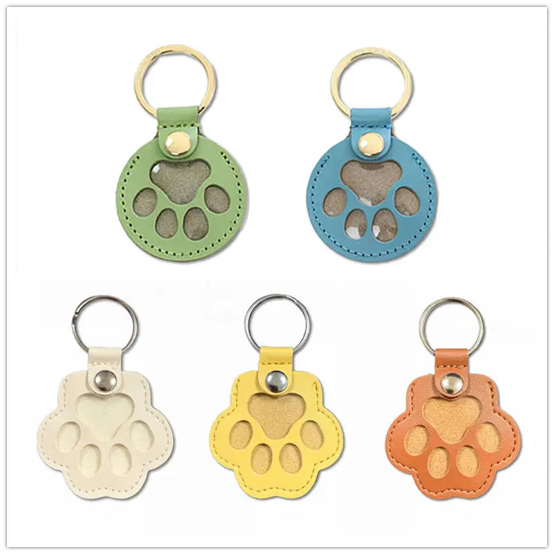 Memorial Leather Pet Hair Storage Bag Cat Paw Keychain Kitten Souvenir Fur Container Pendant Portable Handmade Key Accessories