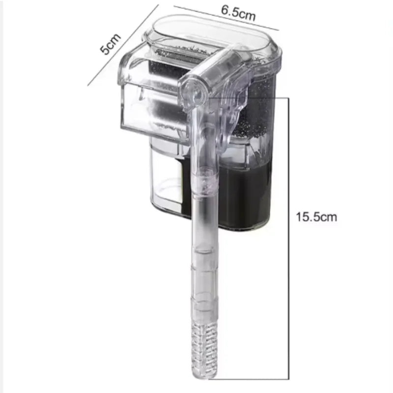 Mini Wall Mounted Aquarium Filter Waterfall Filter for Small Fish Tank USB Filtering Equipment with Filter Media and Circulating