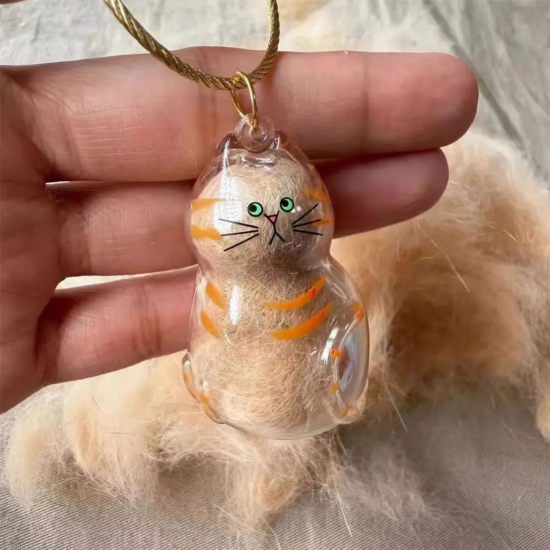 Transparent Cat Hair Storage Box Charm Gacha Cat Hair Storage Capsule Commemorative Collection Bag Keychain Pendant - Play Paws Toys
