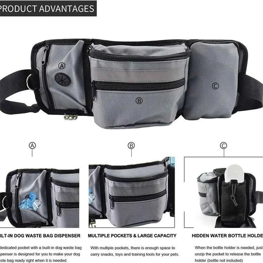 Dog Outdoor Training Waist Bag Multi-functional Dog Feeding Snack Bag Portable Walking Travel Dogs Treat Pouch With D Ring