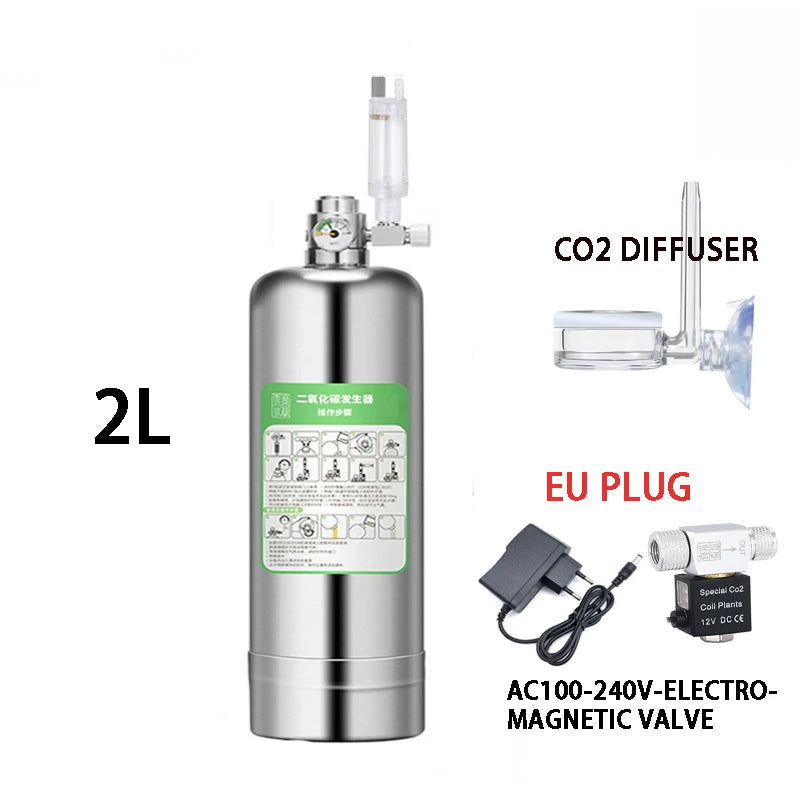 ZRDR Aquarium CO2 Generator Bubble Counter Electromagnetic Valve Steel Cylinder Raw Material Reaction Water Grass CO2 Generator
