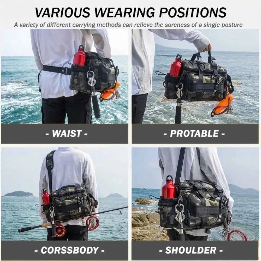 Fishing Gear Bag Waterproof Oxford Cloth Large Capacity Multi-Pocket Portable Fishing Accessories Organizer Waist Shoulder Pouch