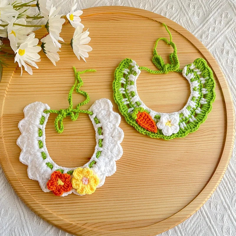 Hand-crocheted Adjustable Elastic Pet Scarf, Cute and Sweet Style Pet Collar,small Dog Scarf, Party Decoration Pet Dress-up Set