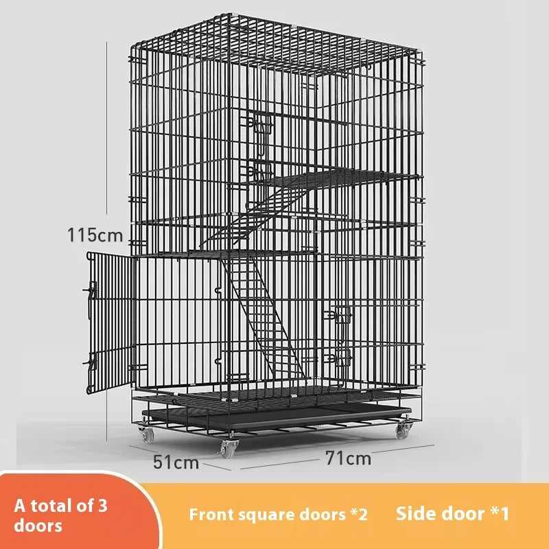 Indoor Cat Villa Cage with Foldable Design Large Multi-Story Cat House Encrypted Pet Cage Furniture for Home - Play Paws Toys