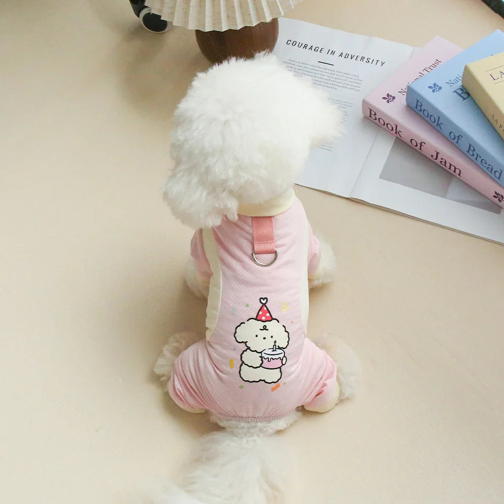 Pet Cool Breathable Cool Clothes Cat and Dog Ice Silk Cooling Four Leg Clothes Strap Traction Rope Buckle Outdoor Dog Clothes