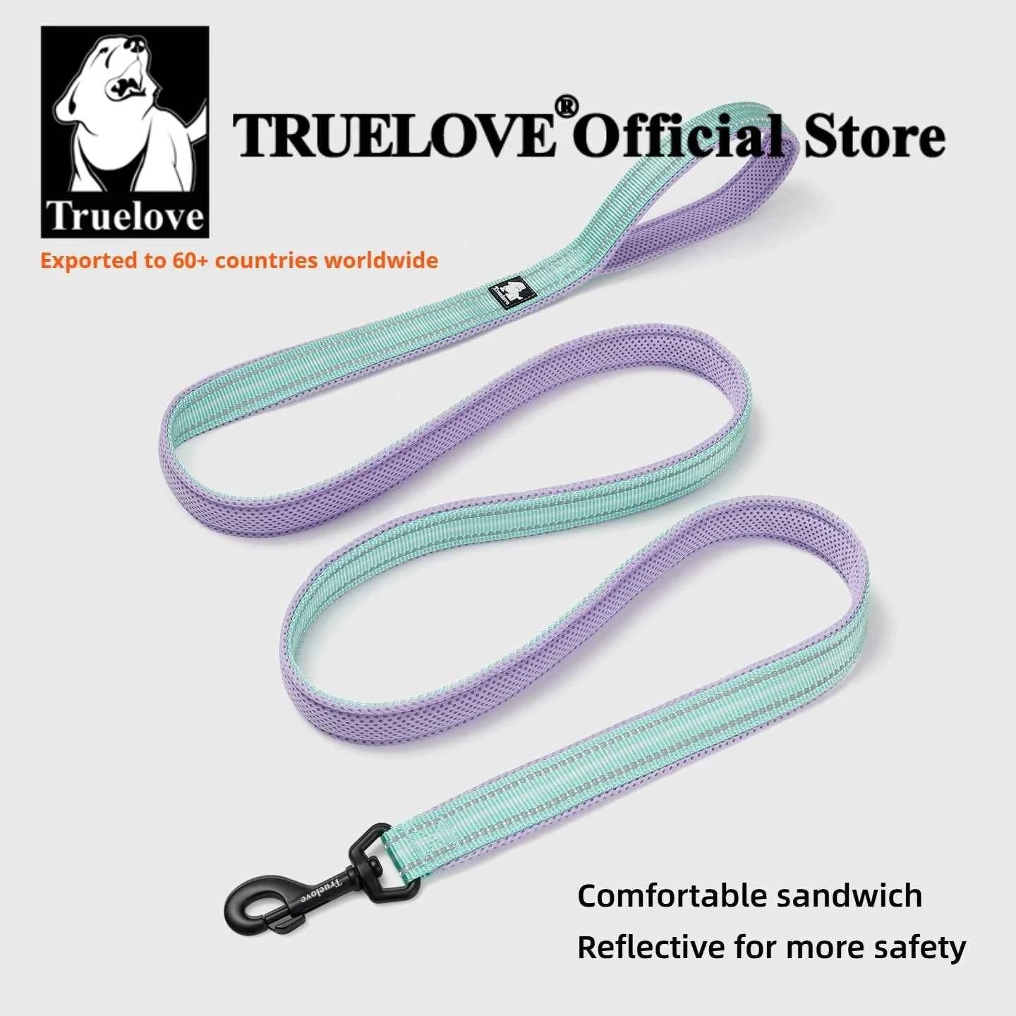 Truelove Pet Leash 200CM Comfort Sandwich Dog Leash Soft Padded Breathable No Pull Pet Lead Durable Reflective Rope TLL2112