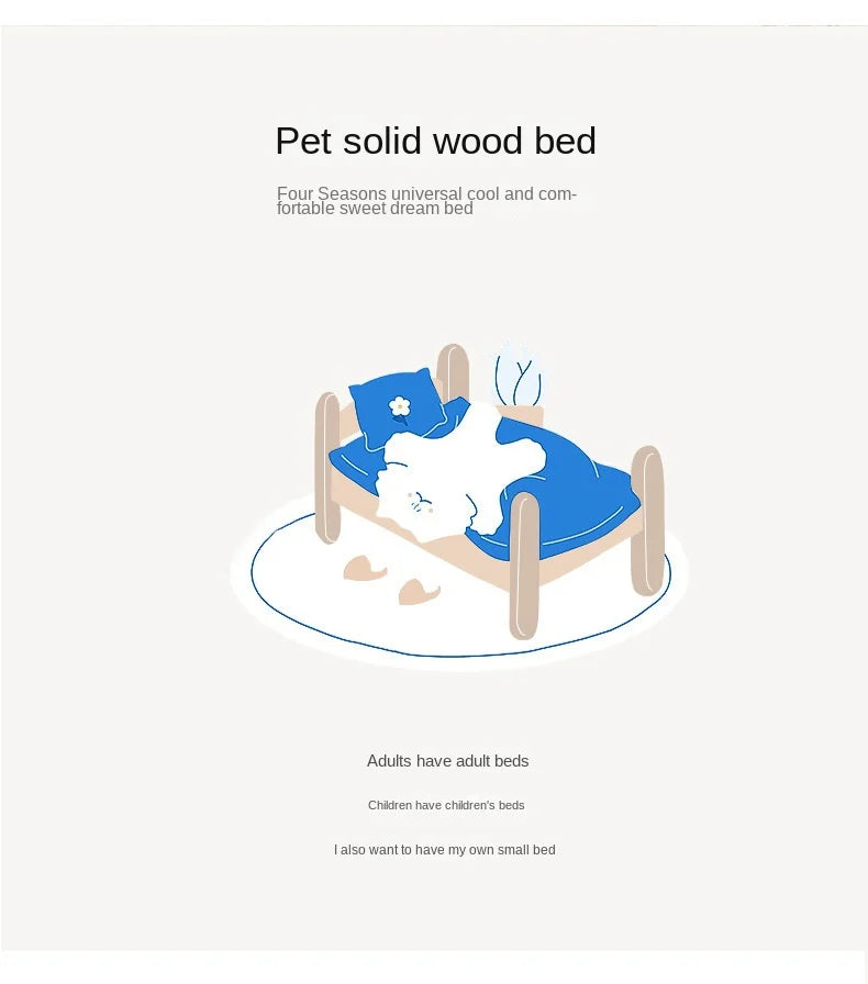 summer and winter four-season universal floor-standing wooden removable and washable princess bed cat bed - Play Paws Toys
