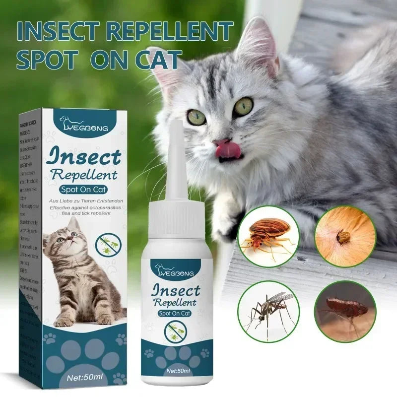 YEGBONG 50ml Pet Flea Tick Repellent for Cat Dogs Topical Parasite Control Skin Cleansing Lice Tick Drops Fast Acting Waterproof