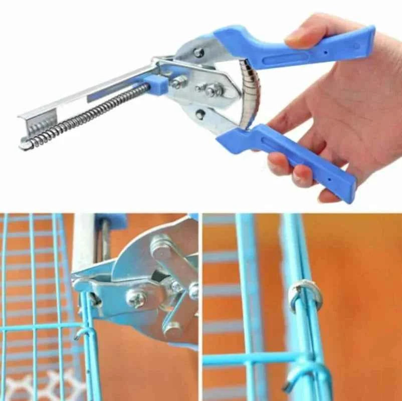 Type M Nail Ring Pliers Animal Cage Hog Ring Pliers Tool and 600pcs M Clips Staples Chicken Mesh Cage Wire Fencing Caged Clamp