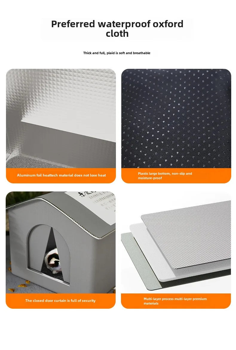 Stray Cat dog House Waterproof Outdoor Winter Warm Pet Cave Sleeping Beds Home Foldable Washable for Small Dog Puppy Supplies - Play Paws Toys