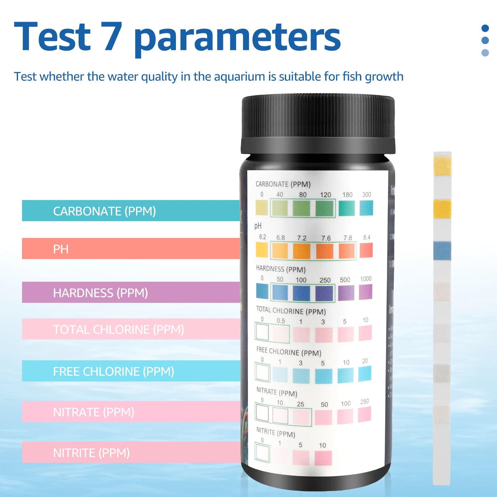100/125Pc Aquarium Test Strips 5-17 in 1 Water Testing Kits with Test Tube Freshwater Saltwater Home Carbonate Root pH Test Tool