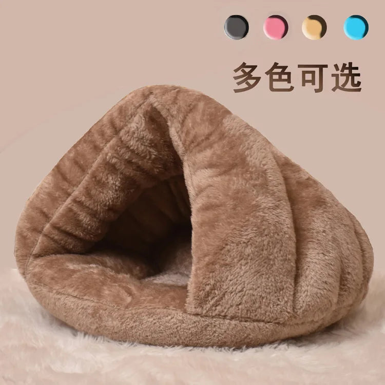 Triangle Pet Dog Kennel Mat Winter Warm Plush Cat Bed House Thickened Sleeping Bag for Small Dogs Cats Pets Supplies Accessories - Play Paws Toys