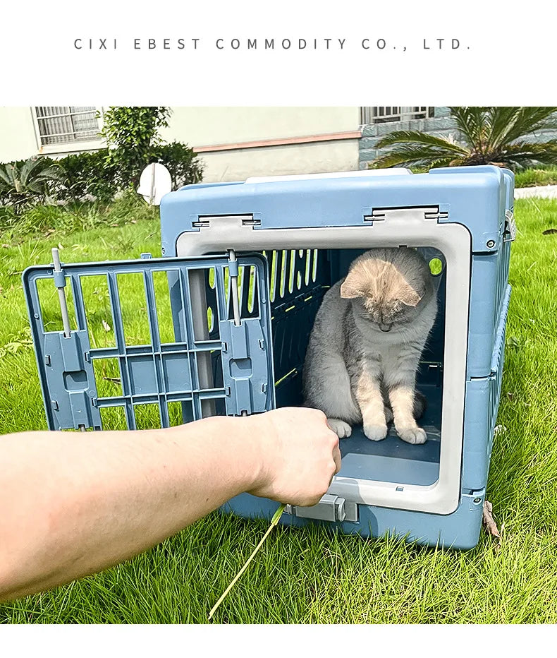 Pet Supplies Car Portable Cat Cage Portable Foldable Flight Case Breathable Kennel For Outing Pet Check-in Box - Play Paws Toys