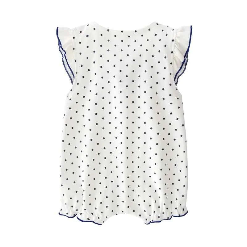 Baby jumpsuit summer newborn pure cotton flying sleeve harem newborn baby girl clothes thin women's summer clothing