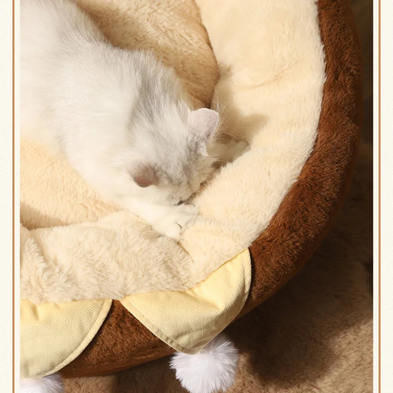 HOOPET Cats Sofa Dogs Bed Round Cat Pad Mattress Winter Warm Deep Sleep Cushion Soft Cat House Dog Nest Pet Accessories - Play Paws Toys
