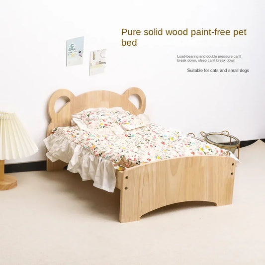 summer and winter four-season universal floor-standing wooden removable and washable princess bed cat bed - Play Paws Toys