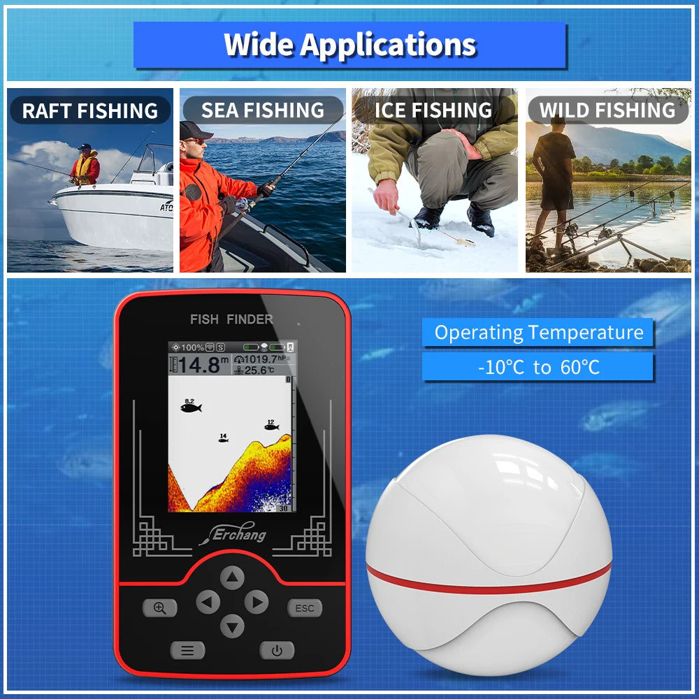 Erchang F13 Wireless Sounder Fish Finder Rechargable 100m Distance Lake River Sea Fishing