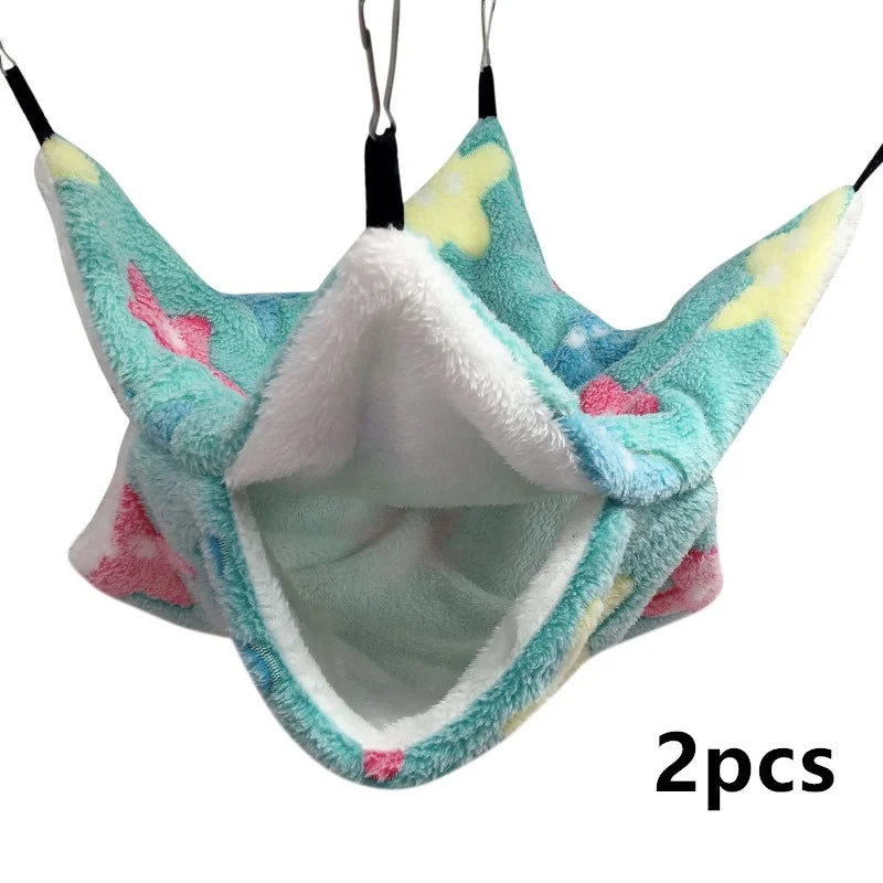 1/2pcs Hamster Hideout Cage Print Fleece Guinea Pig Sugar Glider Sleeping Bed Rodent Hammock Rat Little House Animals Supplies