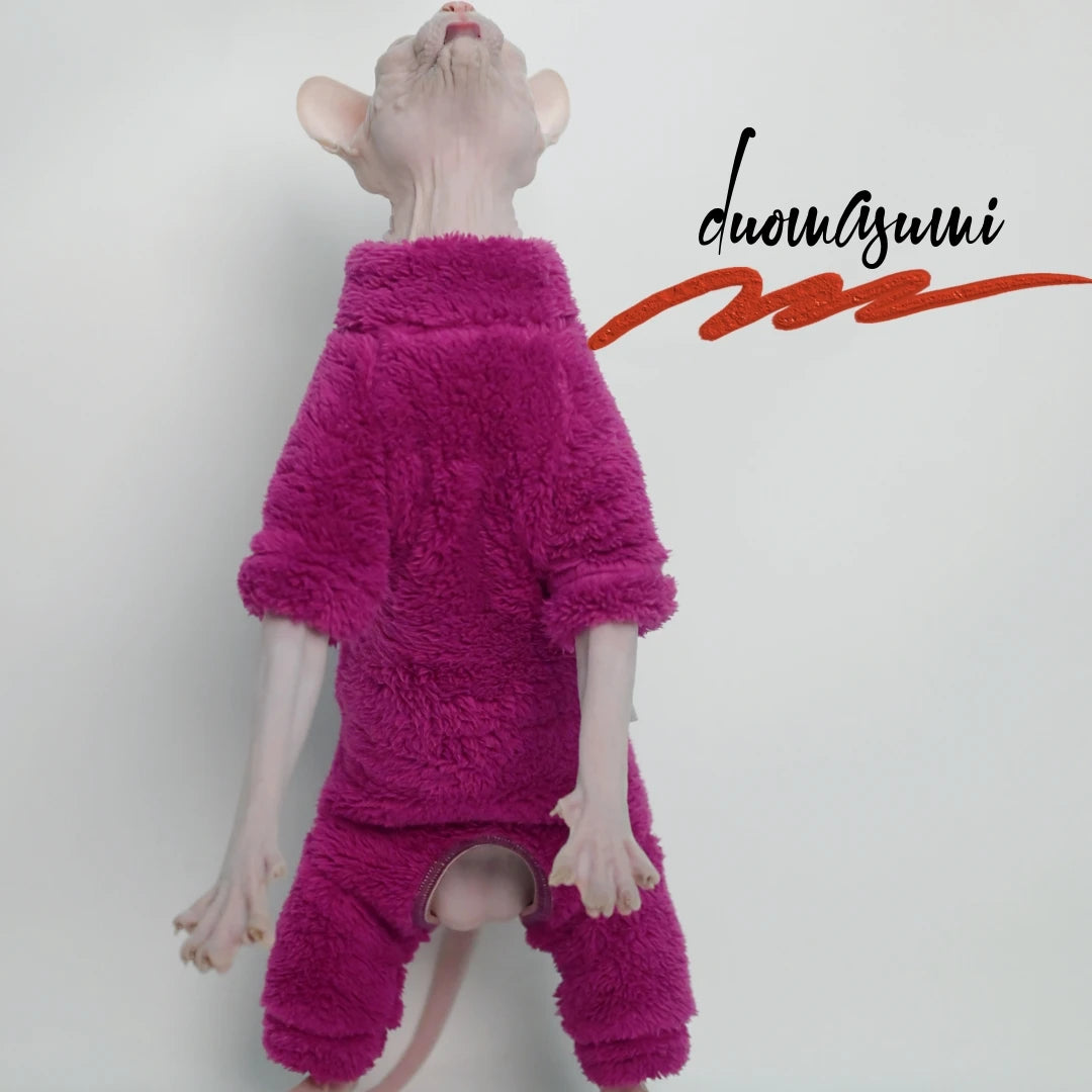 Winter Warm Sphynx Cat Clothes Four Legs Outfit for Hairless Cats Sizes for Devon Rex Abyssinian Cornish - Play Paws Toys