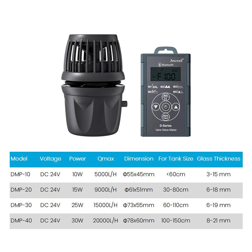 Jebao Jecod DMP-5/10/15/20/30/40 New Smart Bluetooth App Control Cordless Freshwater Saltwater Fish Tank Aquarium Wavemaker Pump