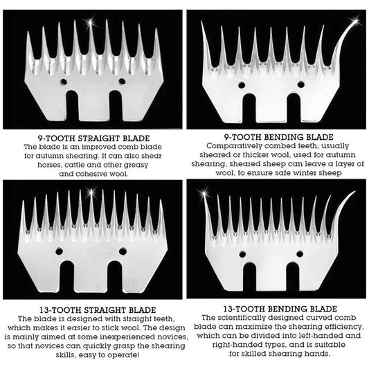 9/13-tooth Stainless Steel Sheep Clippers Blade High Hardness Cutting Shearing Cutter Replacement Cutting Blade Sheep Shear Part