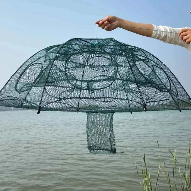 Automatic Fishing Trap Net Umbrella-Shape Capable of Catching Fish Shrimps Crabs Foldable Cages Set Simple Happy Fishing Gear
