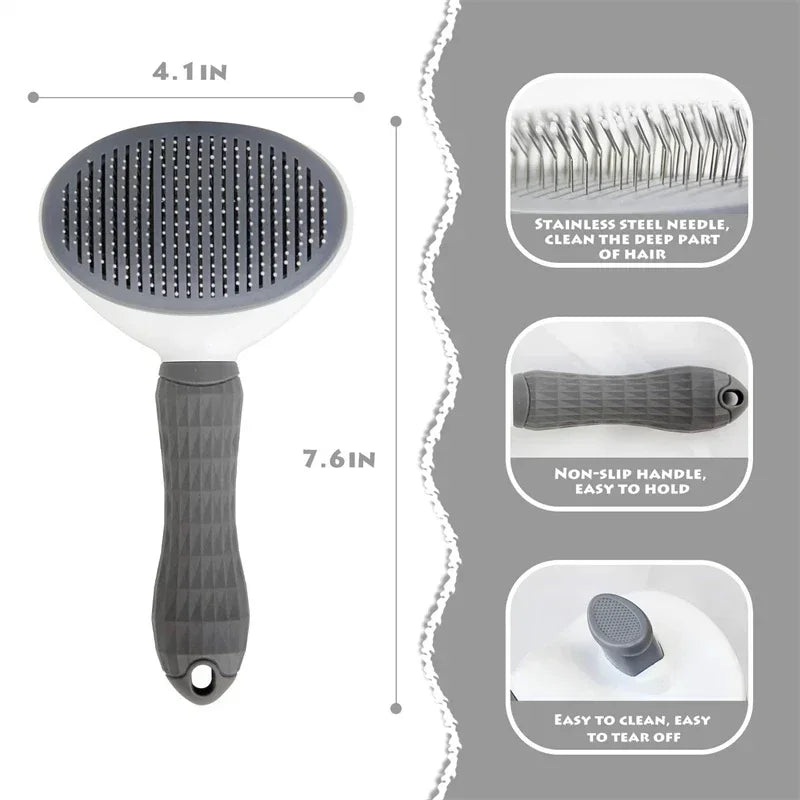 Self Cleaning Pet Hair Remover Comb Dematting Grooming Brush for Dogs Cats Essential Fur Care Tool & Pet Accessories