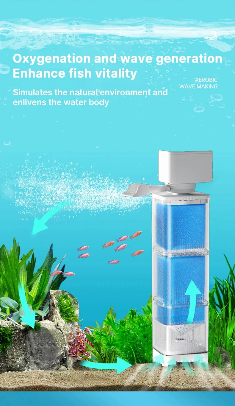 6in1 Aquarium Filter Pump Fish Tank Submersible Silent Air Oxygen Aerator Internal Water Pump Aquarium Air Pump Wave Maker 220v