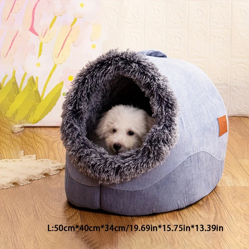 KEMORELA Striped Long-Haired Portable Bed And Comfortable Cat Bed Plush And Safe Indoor Pet HouseSuitable For Cats And Dogs - Play Paws Toys