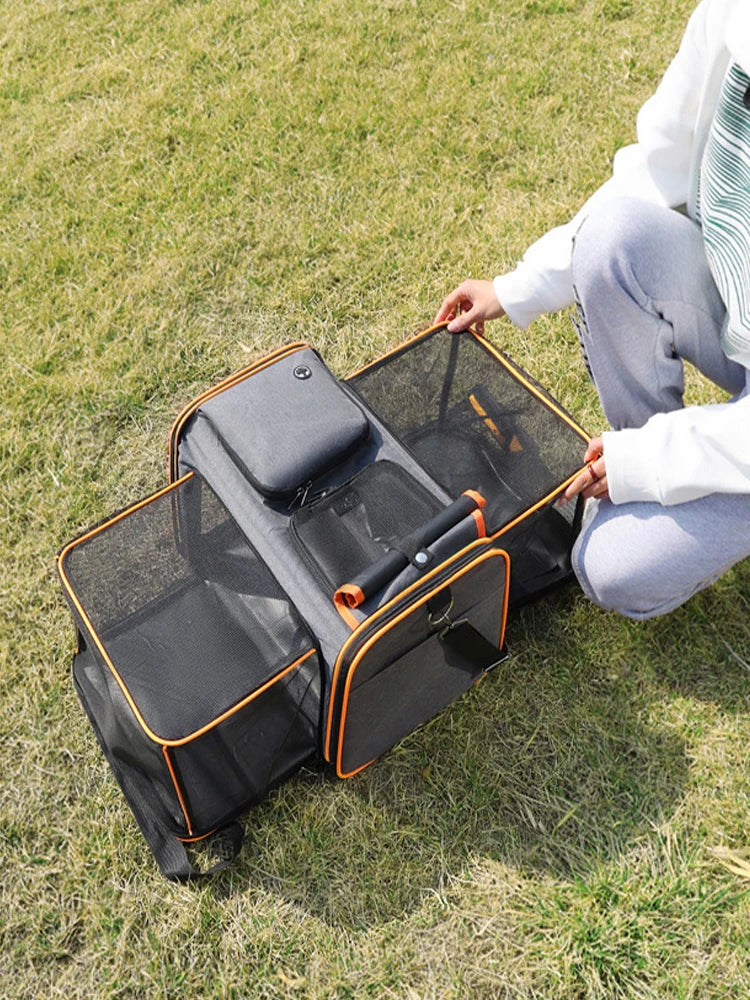 Cat Bag Foldable Large Capacity Cat Outdoor Car Expansion Portable Pet Handbag Breathable Diagonal Cross Bag for Cats and Dogs - Play Paws Toys