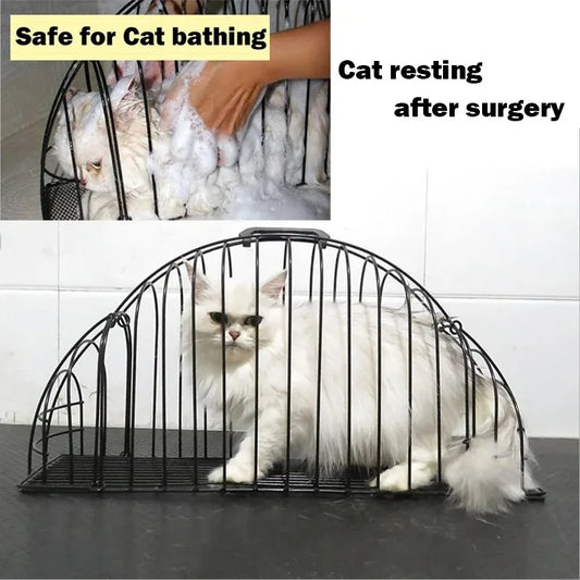 Iron Cat Bath Cage Anti-scratch Anti-bite Fixed Double-door Cat Cage Anti-escaping Bath Blow Dry Cat Beauty Accessories - Play Paws Toys
