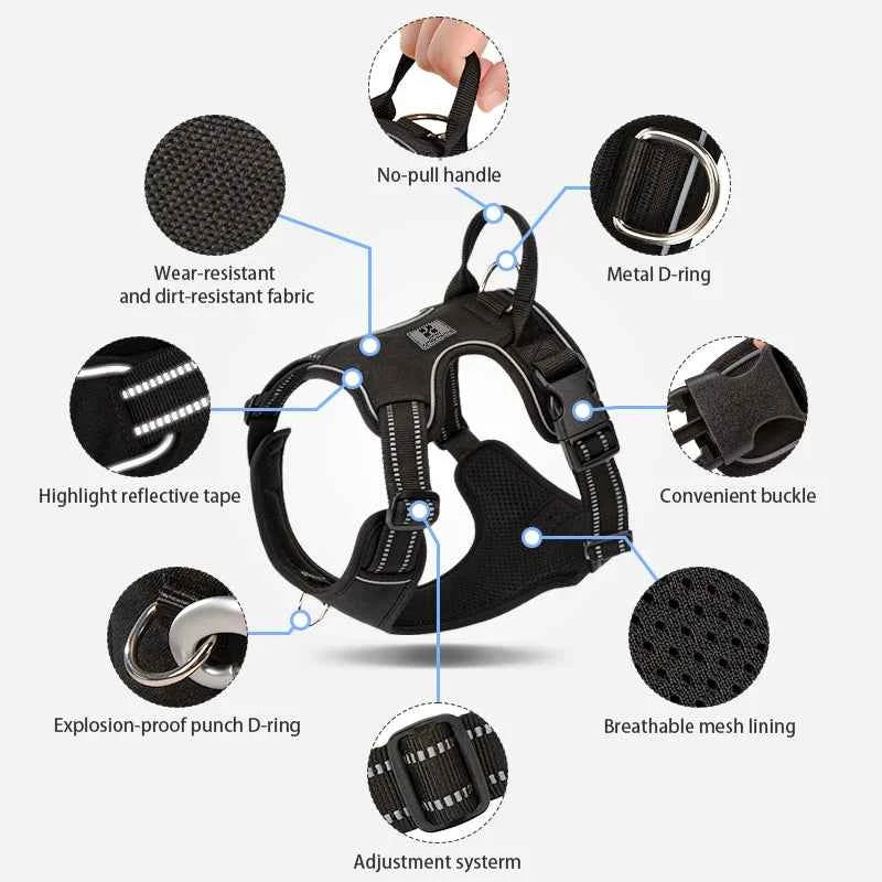 SMALL COMBINATION Dog Harness No Pull Reflective Pet Dog Chest Harness Adjustable for Small Medium Large Dogs Outdoor Walking
