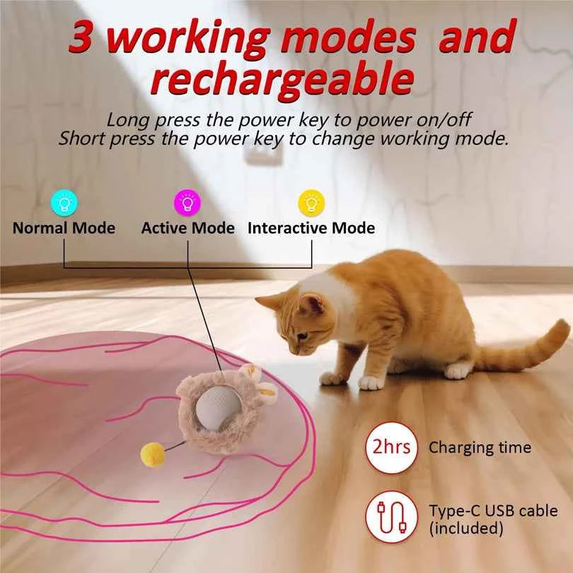 Interactive Cat Toys Ball Cover Set Fast Rolling in Pouch Hide and Seek Kitten Toy Motion Activated Interactive Cat Toy Indoor