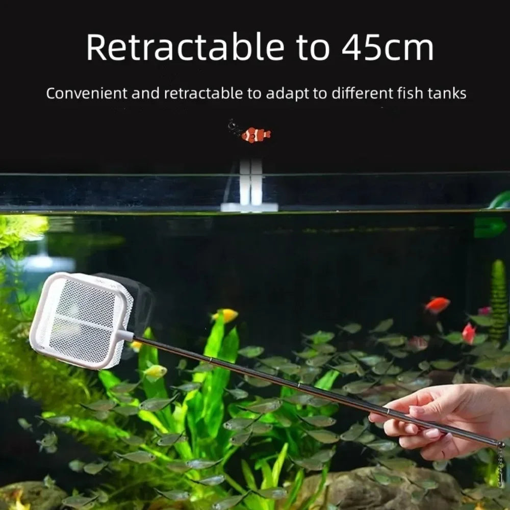 1PC Aquarium Square Fishing Net Extendable Long Handle Fishing Gear For Catching Fish Shrimp Tank Clean Accessories