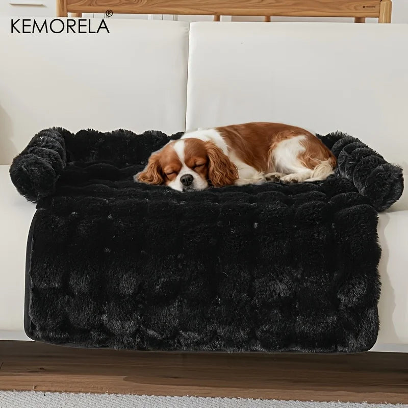 Luxury Plush Pet Mattress -Thickened Warm Imitation Rabbit Fur Dog Bed with Pillow, Scratch-Resistant Anti-Slip for Medium Dogs