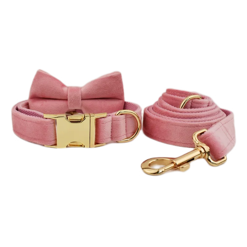 Velvet Collar Free Engrave Dog Collar Leash For Medium Big Pet Necklace Dog Accessories Dog Collars