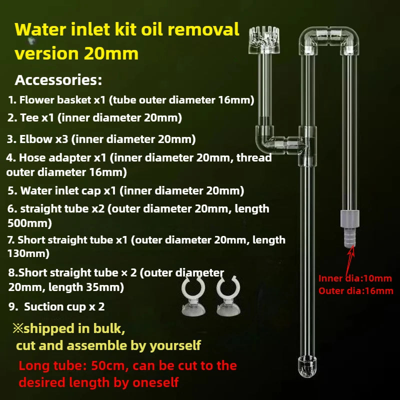Aquarium Inlet Outlet Lily Pipe DIY Clear Acrylic Water Skimmer Inflow Outflow Fish Tank Filter Accessories Fishbowl Equipment