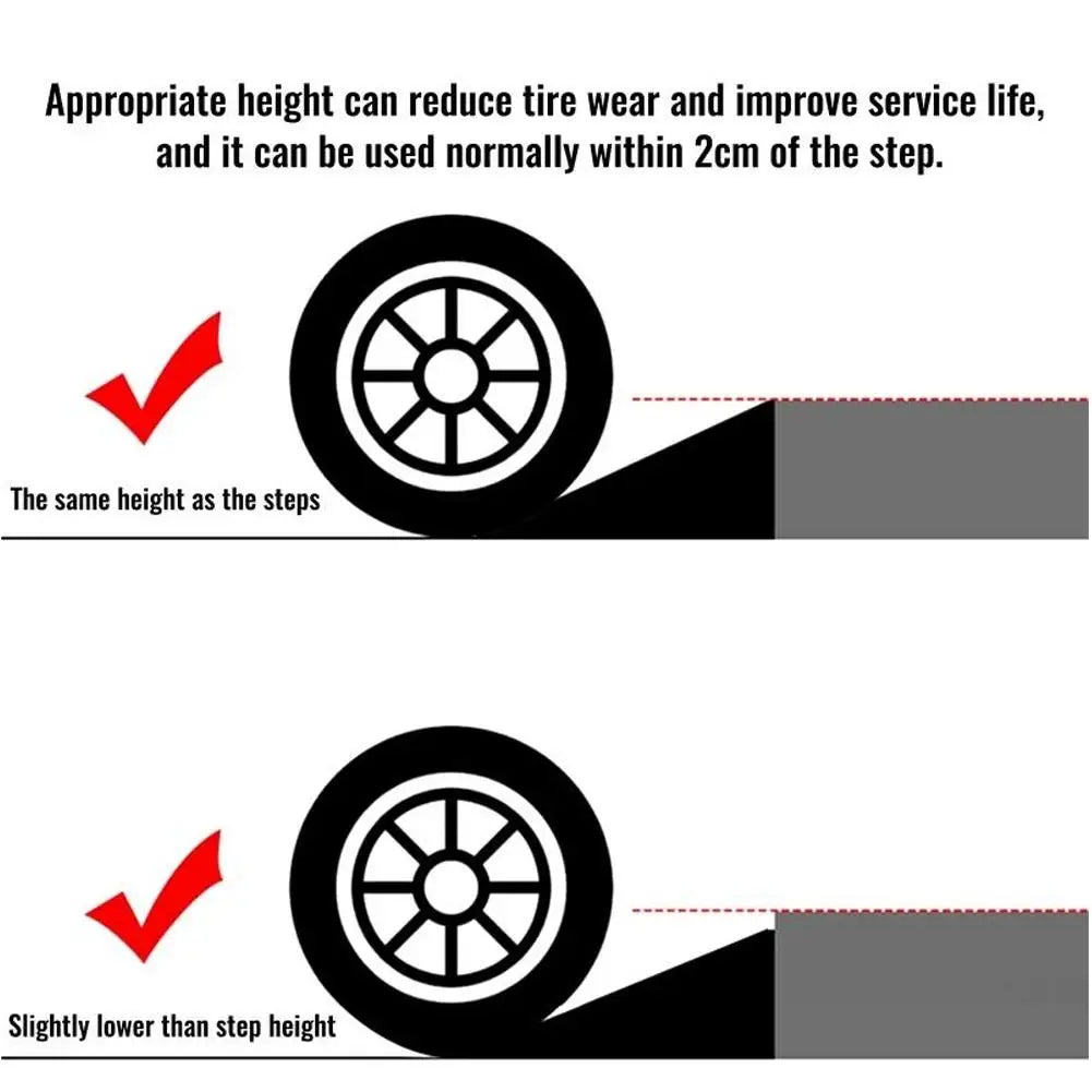 Car Driveway Ramp Kit 7/13cm Height  Portable Anti-Slip Wheel Chock Heavy Duty Threshold Ramps for Vehicle Maintenance & Loading