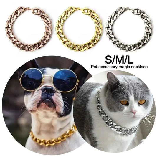 Fashion Chain Collar Pet Necklace Cat Dog Gold Necklace Adjustable Chain Dog Collar Pet Jewelry Accessories Cat Dog