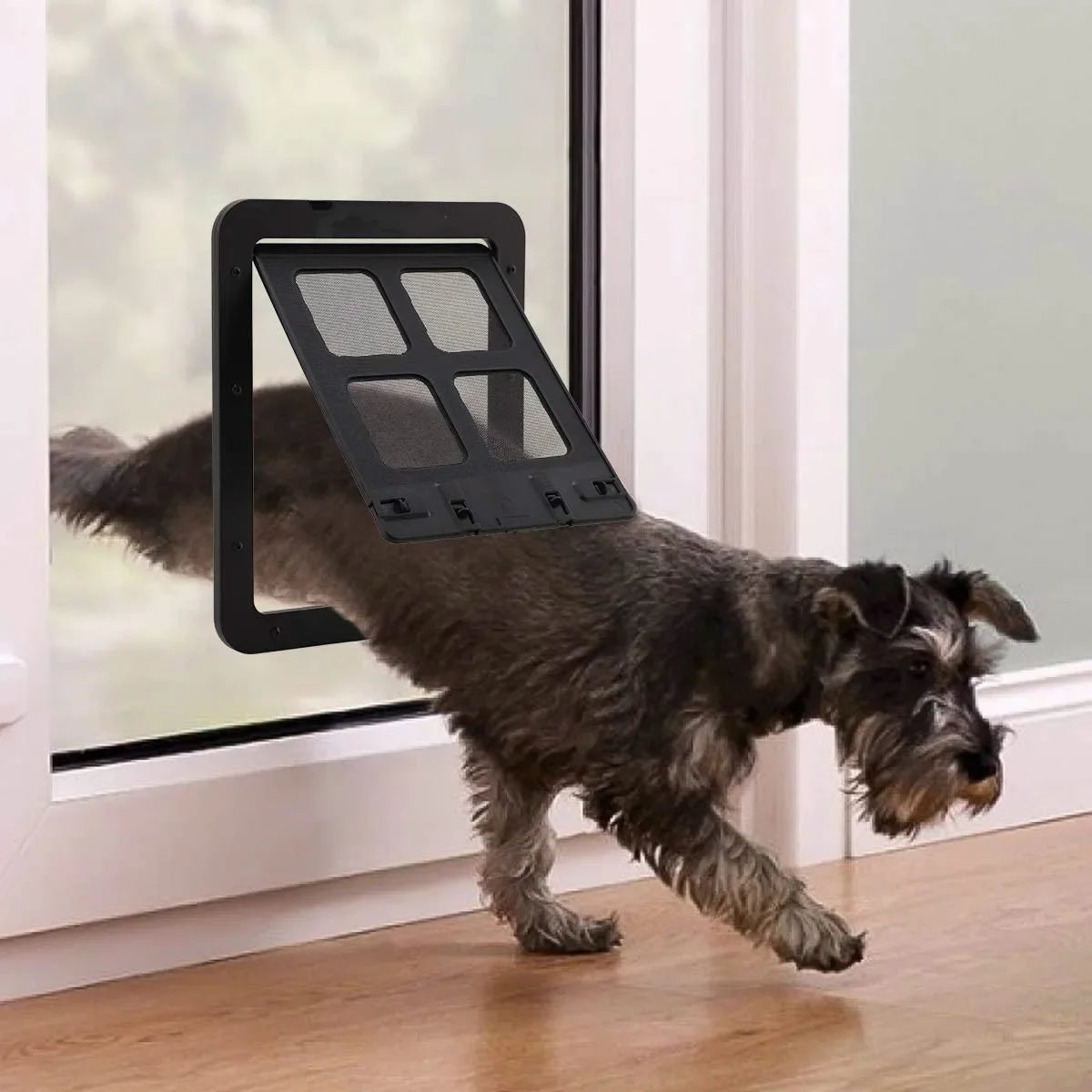 Pet Door Safe Lockable Magnetic Screen Outdoor Dogs Cats Window Gate House Enter Freely Fashion Pretty Garden Easy Install - Play Paws Toys