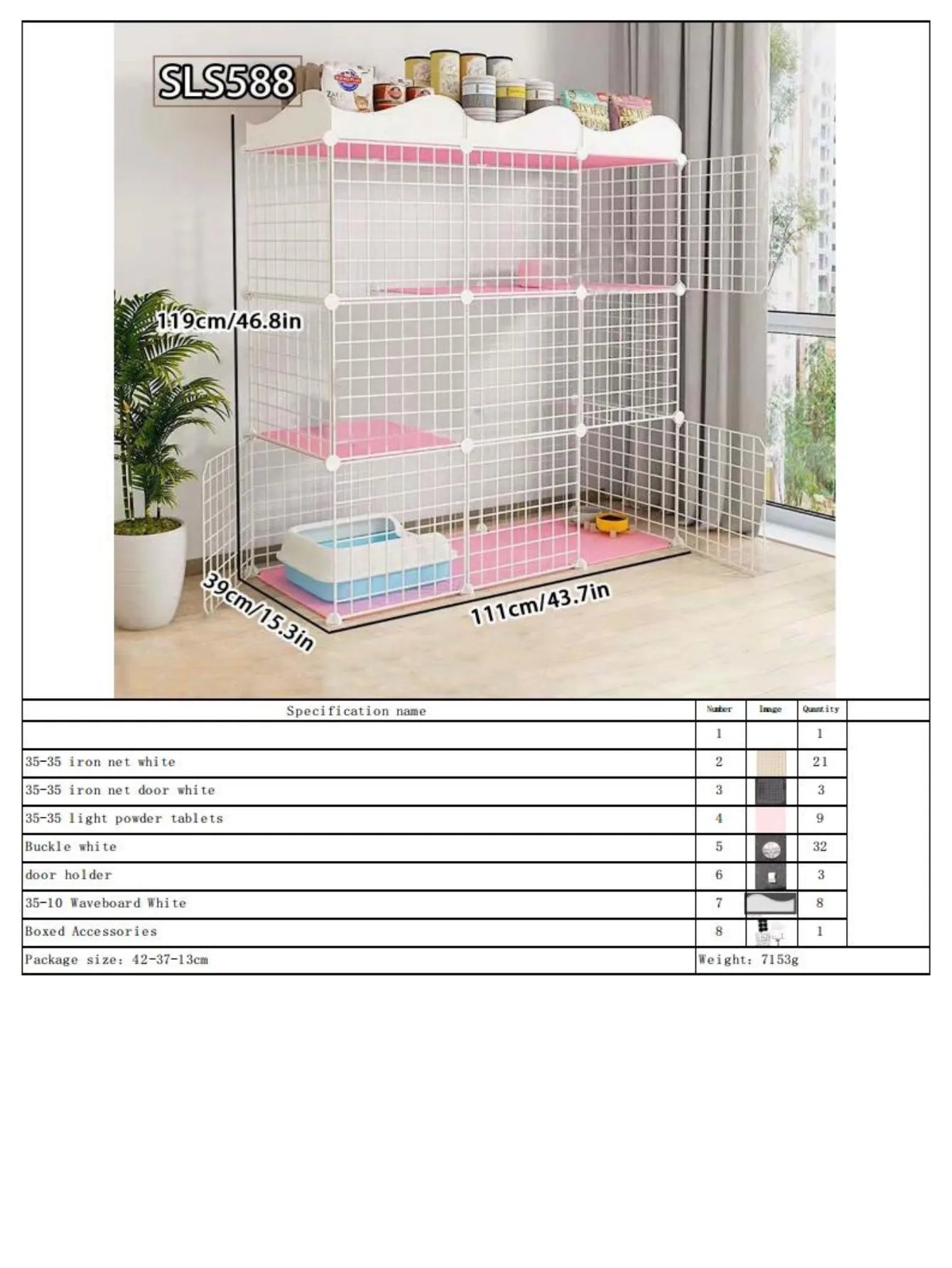 Cat Cage for Home Use, Indoor Pet Cat Large Space, Luxurious Small Cat House, Three-Story Multi-Cat Portable Assembly Empty Cage - Play Paws Toys