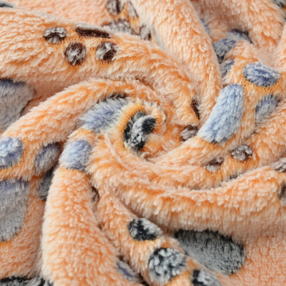 Warm Pet Cat Blanket Autumn Winter Cozy Thicken Fleece Kitten Footprint Bed Mat for Small Medium Big Cats Dog Chihuahua Supplies - Play Paws Toys