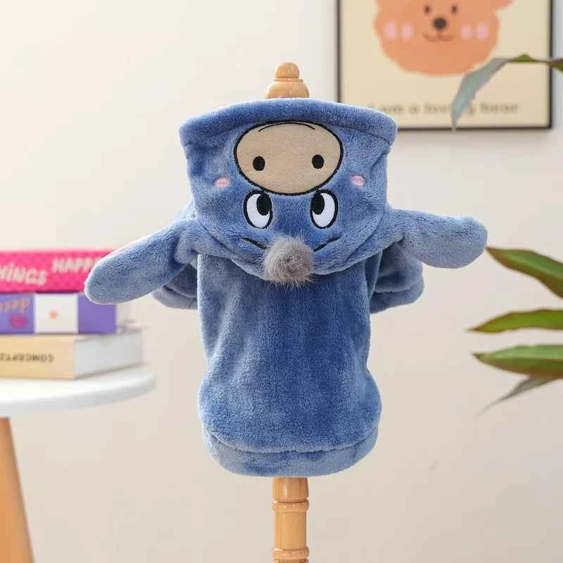 Creative Cosplay Clothes for Small Medium Dogs Bear Tiger Animal Flannel Cat Hoodie New Year Winter French Bulldog Puppy Outfits