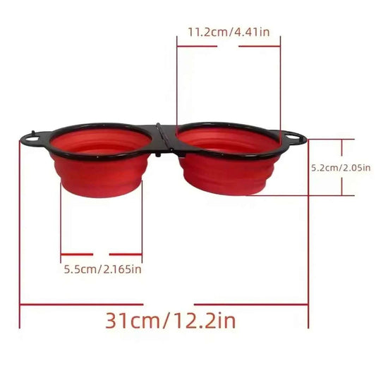 1-piece 2-in-1 foldable dual bowl feeding bowl portable outdoor travel dog and cat drinking bowl