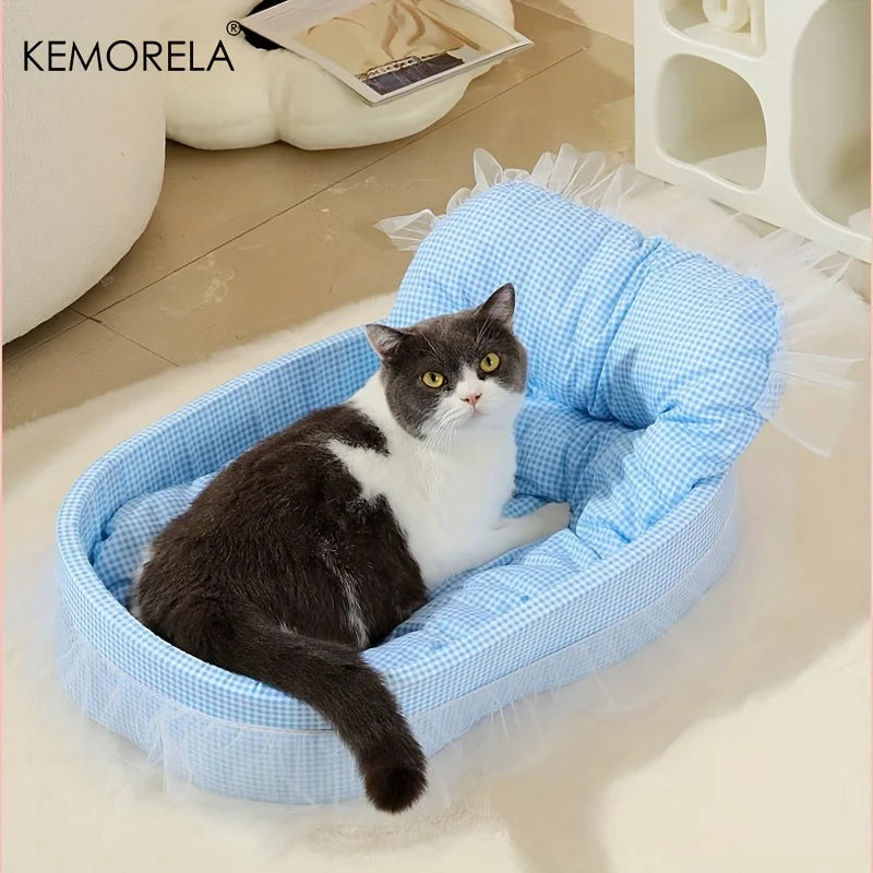 KEMORELA Gauze-edged Cat Princess Sofa Bed Washable and Removable - Universal Pet Mat for All Seasons Suitable for Cats and Dogs - Play Paws Toys