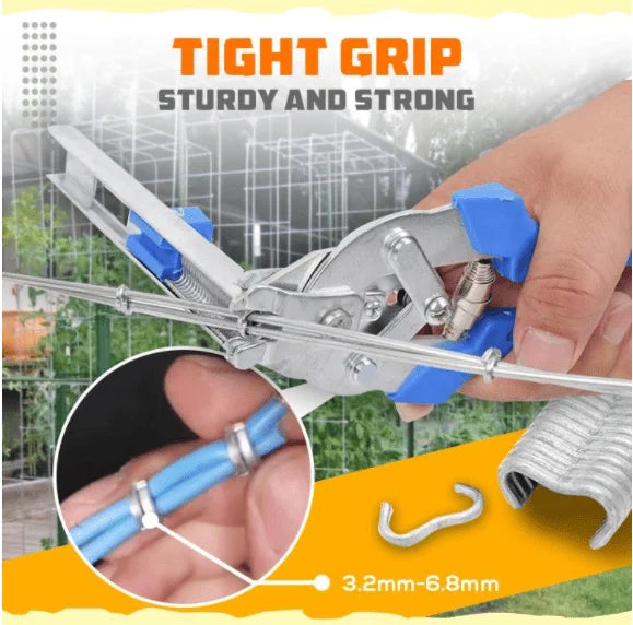 Type M Nail Ring Pliers Animal Cage Hog Ring Pliers Tool and 600pcs M Clips Staples Chicken Mesh Cage Wire Fencing Caged Clamp